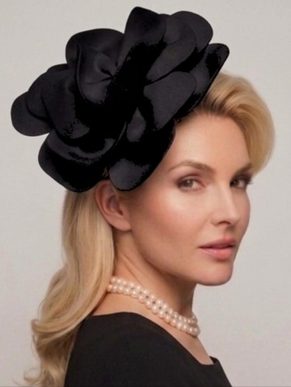 Beloved Millinery Elegant Black Floral Petals Fascinator Tea Church Funeral